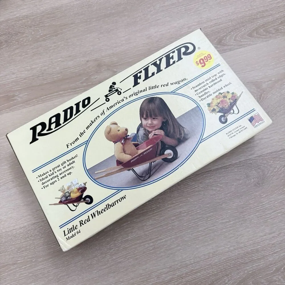 VTG Radio Flyer Model 4 Little Red Wheelbarrow NEW SEALED Steel Hardwood Toy NOS
